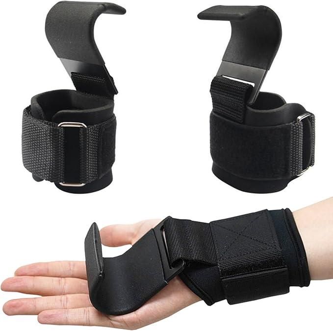 Premium Steel Hook Weight Lifting Hand Grips (Pair)