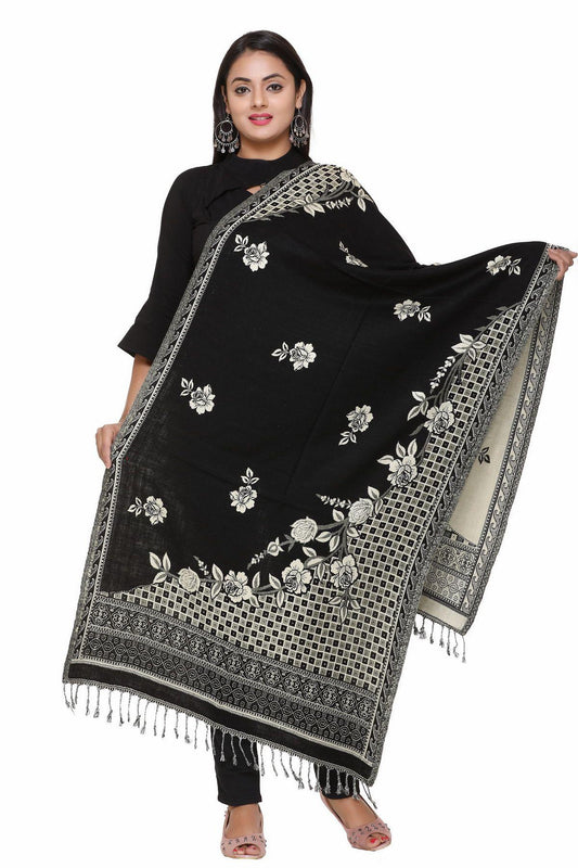 Women's Woolen Floral Pattern Winter Stole