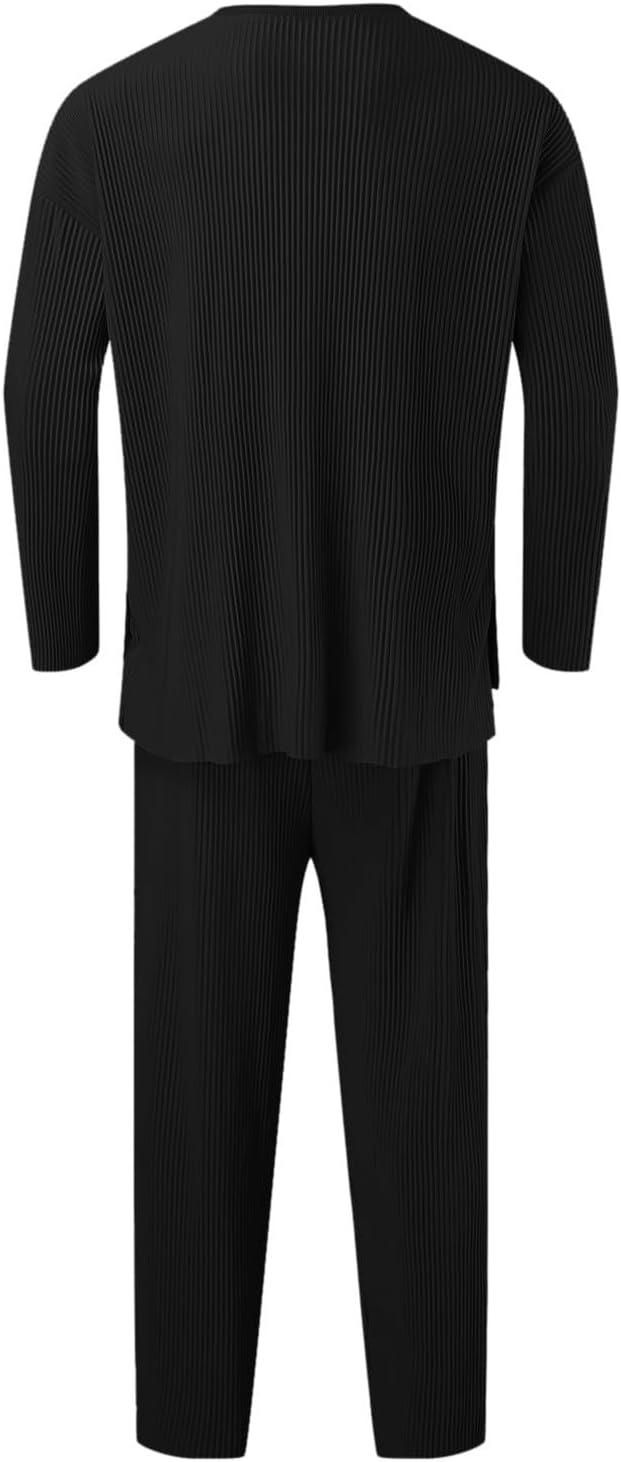 Men's Solid Round Neck Co-ord Set – Black (T-Shirt & Track Pants)