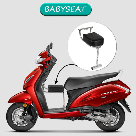 Portable Baby Seat for Scooters – Premium Leather & Stainless Steel with Safety Footrest Guard
